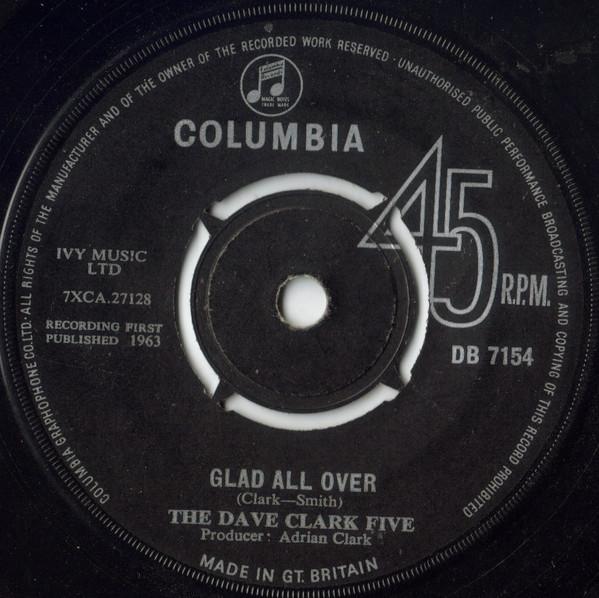 7-дюймовая пластинка DAVE CLARK FIVE Glad All Over DB7154 COLUMBIA 1963 UK Rock Б/у