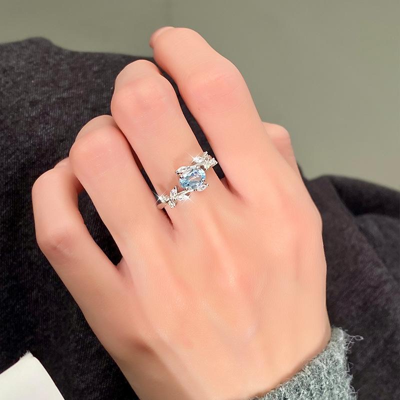 Natural color treasure spar ring s925 sterling silver ring women's high-end adjustable fashion gift