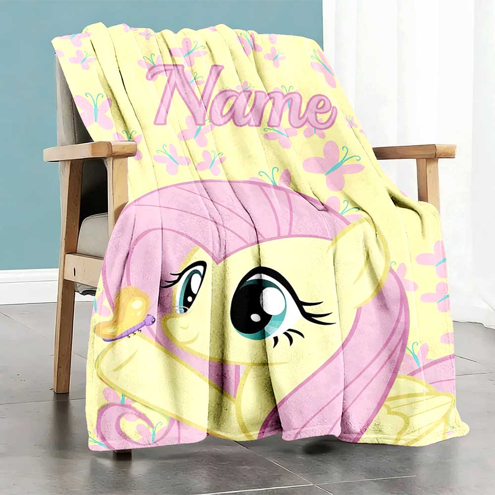 Little Pony (5) Customize Text Blanket Lightweight Personalized Blanket Comfortable Great for Sofa Livingroom Picnics Home Decor Four Seasons Universa