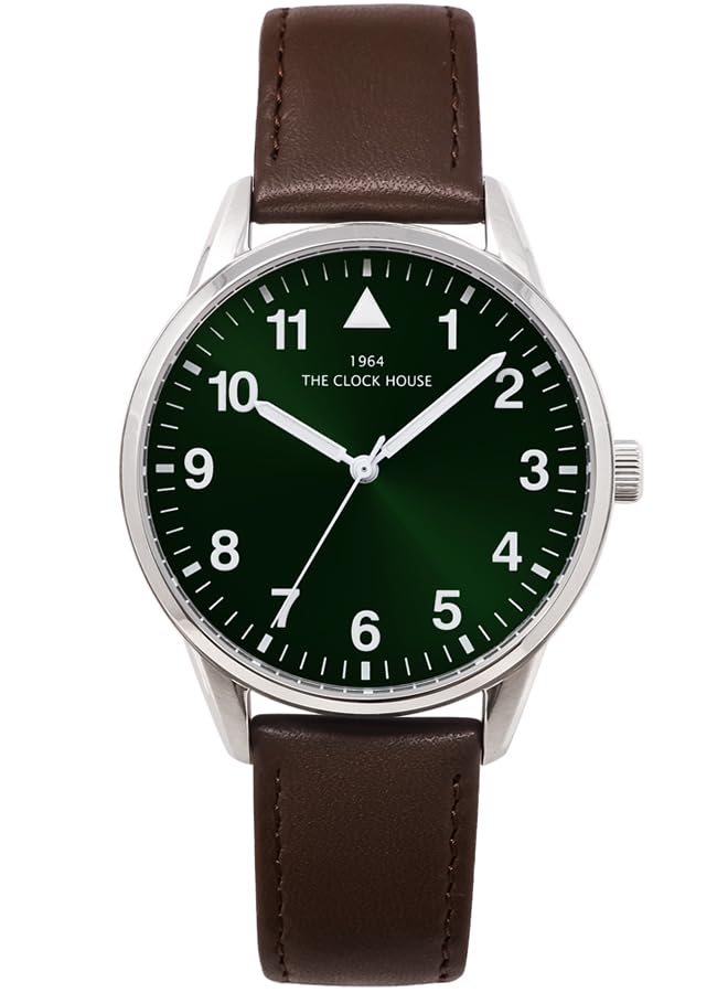 The Clock House Reasonable Series Watch Quartz Battery Operated Business Casual Green Dial Brown Leather Strap MBC5004-GR1B Men's