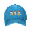 Christmas Beer Mugs Santa Hat Baseball Cap Retro Distressed Denim Sun Hat Casual Adjustable Unisex