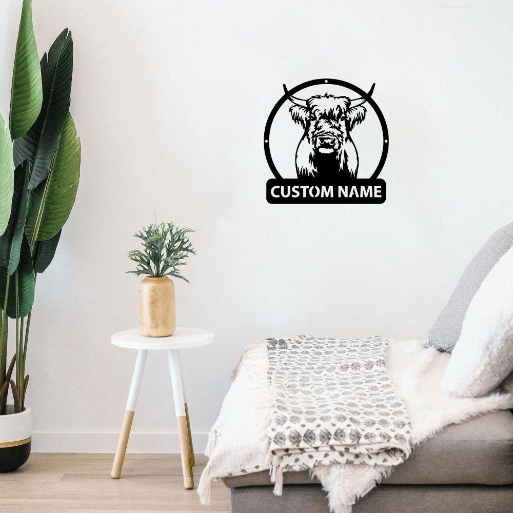 Металлическое Настенное Искусство Шотландская Корова Декор Фермерского Дома Винтажная Сельская Вывеска Подарок