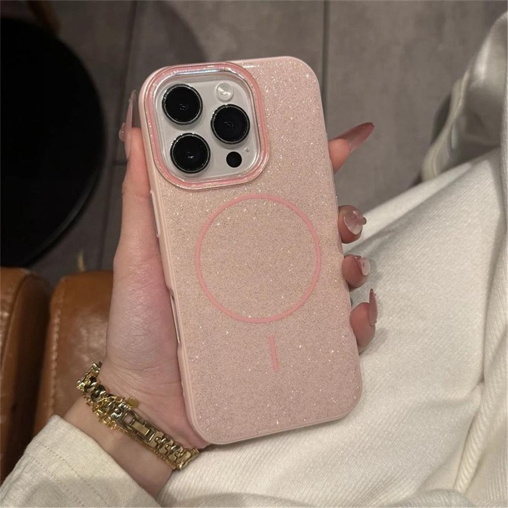 Glitter Wireless Charge Phone Case For For Iphone 11 12 13 14 15 16 Pro Max Plus Magnetic Bumper Back Cover