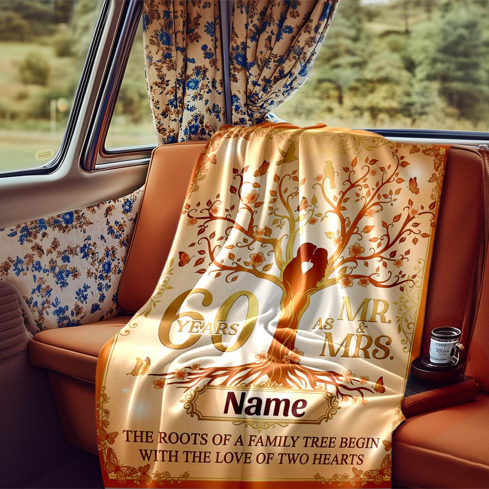 Family Tree Roots Begin Love Blanket Personalized Name Soft Comfortable Stylish Blanket Car Blanket Perfect For Travel Camping Outdoor Home Suitable