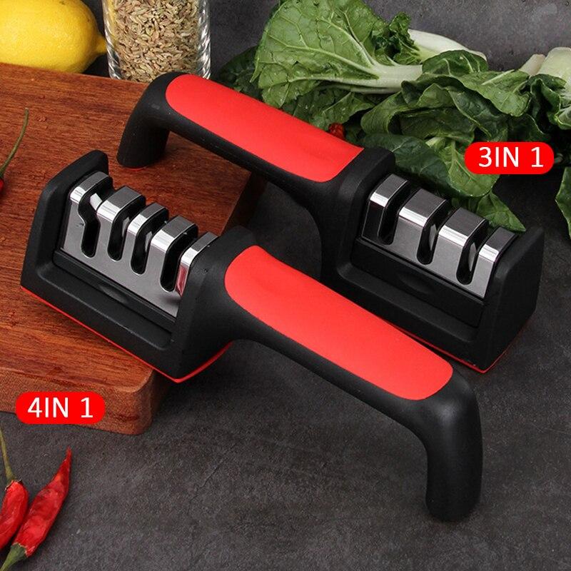 Бытовой многофункциональный трехступенчатый шлифовальный камень для заточки ножей, быстрые керамические ручные инструменты для заточки, кухонная 3/4-сегментная точилка для ножей