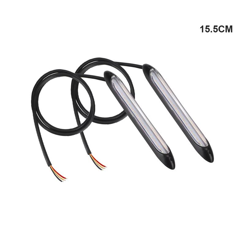 2x Автомобильные светодиодные дневные ходовые огни DRL Flow Yellow Turn Signal White Водонепроницаемые полосы фар последовательного света Универсальные