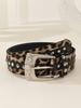 Модный леопардовый принт, украшение металлической пряжкой со стразами, женский широкий ремень для уличной моды