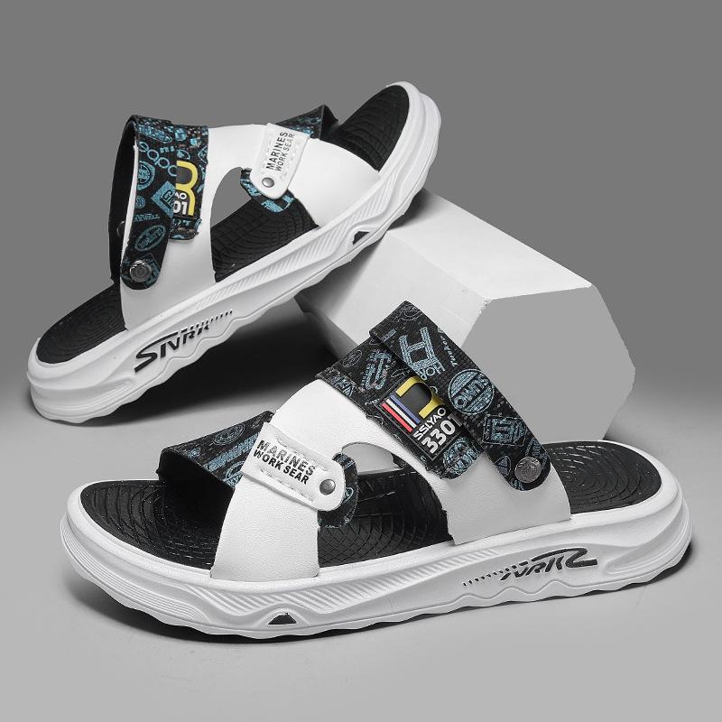 Мужские летние сандалии, нескользящие, двойного назначения, для вождения, повседневные, спортивные, на мягкой подошве, вьетнамские, для пляжа, крутые шлепанцы