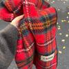 Новый рождественский красный шарф женский зимний новый с бахромой клетчатый имитация кашемира атмосфера шаль утолщенный шарф