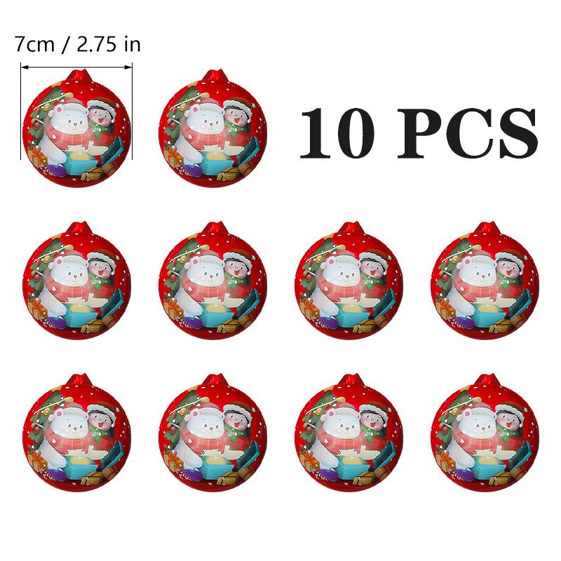 10pcs 7cm Christmas Ball Candy Box Christmas Tree Pendant Tinplate Children Spherical Gift Iron Box New Year Decoration Xmas Eve