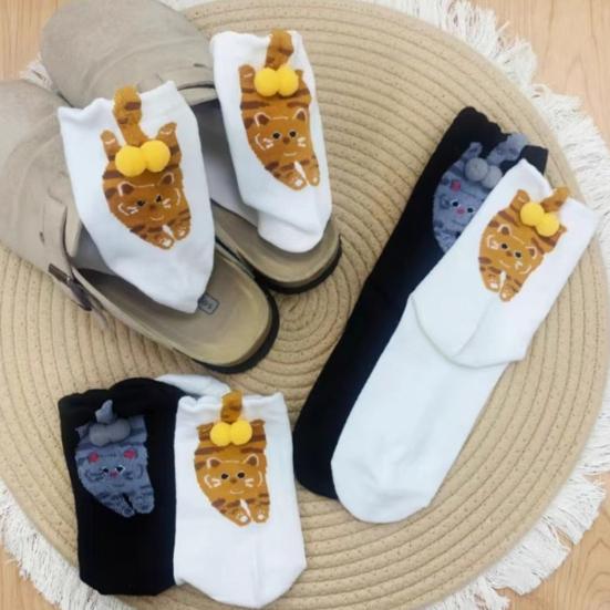 Cat Socks with Balls Funny Cat Ball Socks Stretchy Crew Socks Cute Casual Socks Christmas Birthday Gift for Cat Lovers