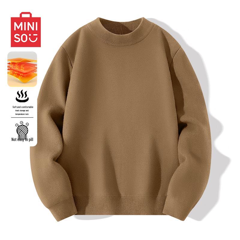 MINISO Унисекс плюшевый вязаный свитер с воротником-стойкой