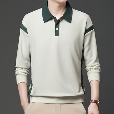 Мужская толстовка весна и осень корейский стиль свободная и красивая рубашка поло с длинным рукавом и лацканами универсальная повседневная модная мужская футболка