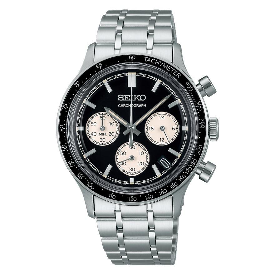 Мужские кварцевые часы-хронограф SEIKO SBTR055 с черным циферблатом.