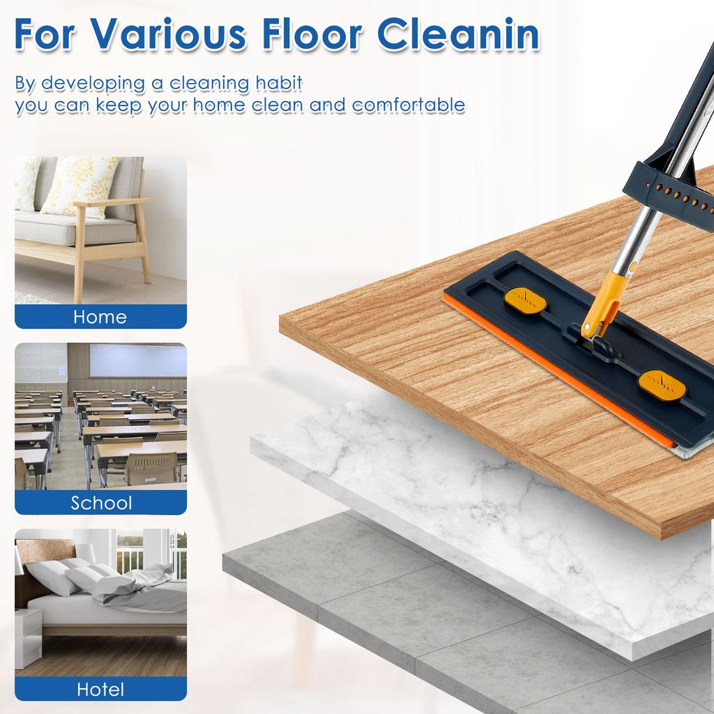 Вращающаяся на 360 ° плоская швабра для пола с 4 моющимися насадками из микрофибры для влажной и сухой уборки Mmagic Mop для мытья пола в домашних условиях