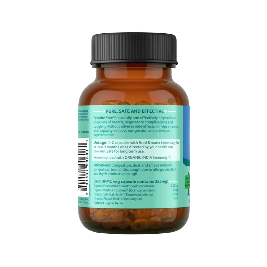 Бриф Фри (60 кап, 325 мг), Breathe Free, Organic India