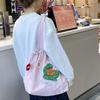 Animal Pattern Embroidery Shoulder Bag Kawaii Cartoon Canvas Bag Drawstring Tote Bag  Women
