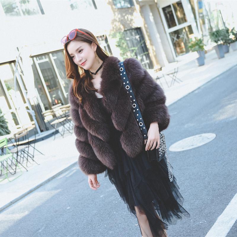 Autumn and Winter New Faux Fox Fur Coat Women's Regular Korean Fit Slim Large Fur Coat