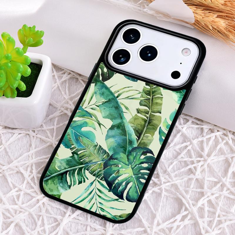 Green Monstera Leaf soft Phone Case for iPhone 17 Air 16 15 11 12 14 13 Pro Max Shockproof Cover