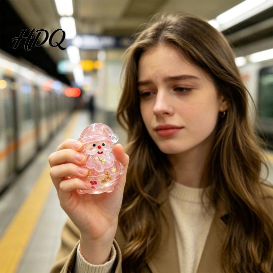 Забавные игрушки для снятия стресса для взрослых, рождественская игрушка-сквиш, прозрачный Санта с блестками, стресс-бол, медленно поднимающийся ТПР, фиджет, мягкая игрушка для разминания, для детей, тревожность