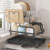2 Tier Dish Drying Rack Kitchen Organizer Kitchen Countertop Drainer with Drainboard Cups Utensil Cutting Board Holder