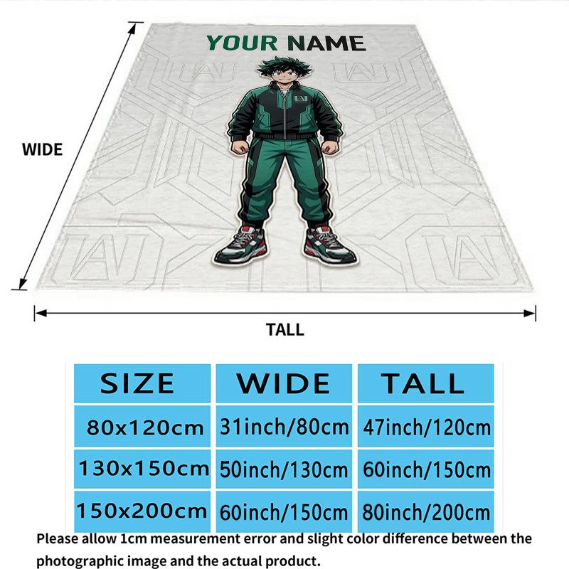 Custom Name,My Hero Academia Printed Flannel Blanket, soft throw for bedroom sofa, washable, Christmas present, great gift.