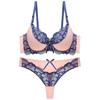Sexy Bra Cover Color Collision Design Hollow Lace Embroidery Hotsweet Women's Lingerie Set Underwear+G-string