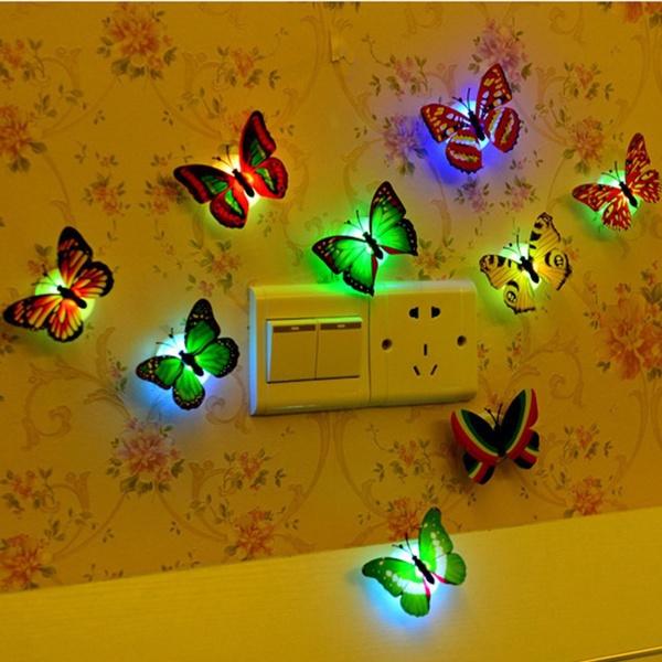 Изменение цвета Симпатичные бабочки LED Night Light Home Room Desk Wall Decor