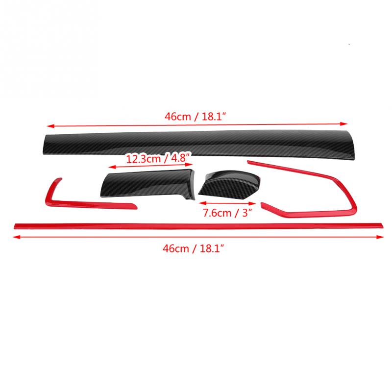 6 шт., углеродное волокно, автомобильная консоль, центральная крышка приборной панели, накладка, декоративные наклейки для Honda Civic 10th 2016 2017