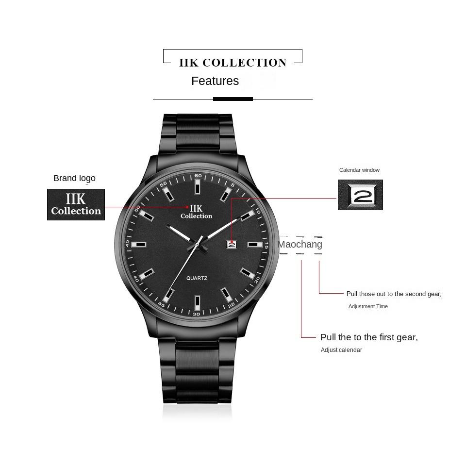 IIK Watch Мужские модные простые часы Водонепроницаемые светящиеся часы