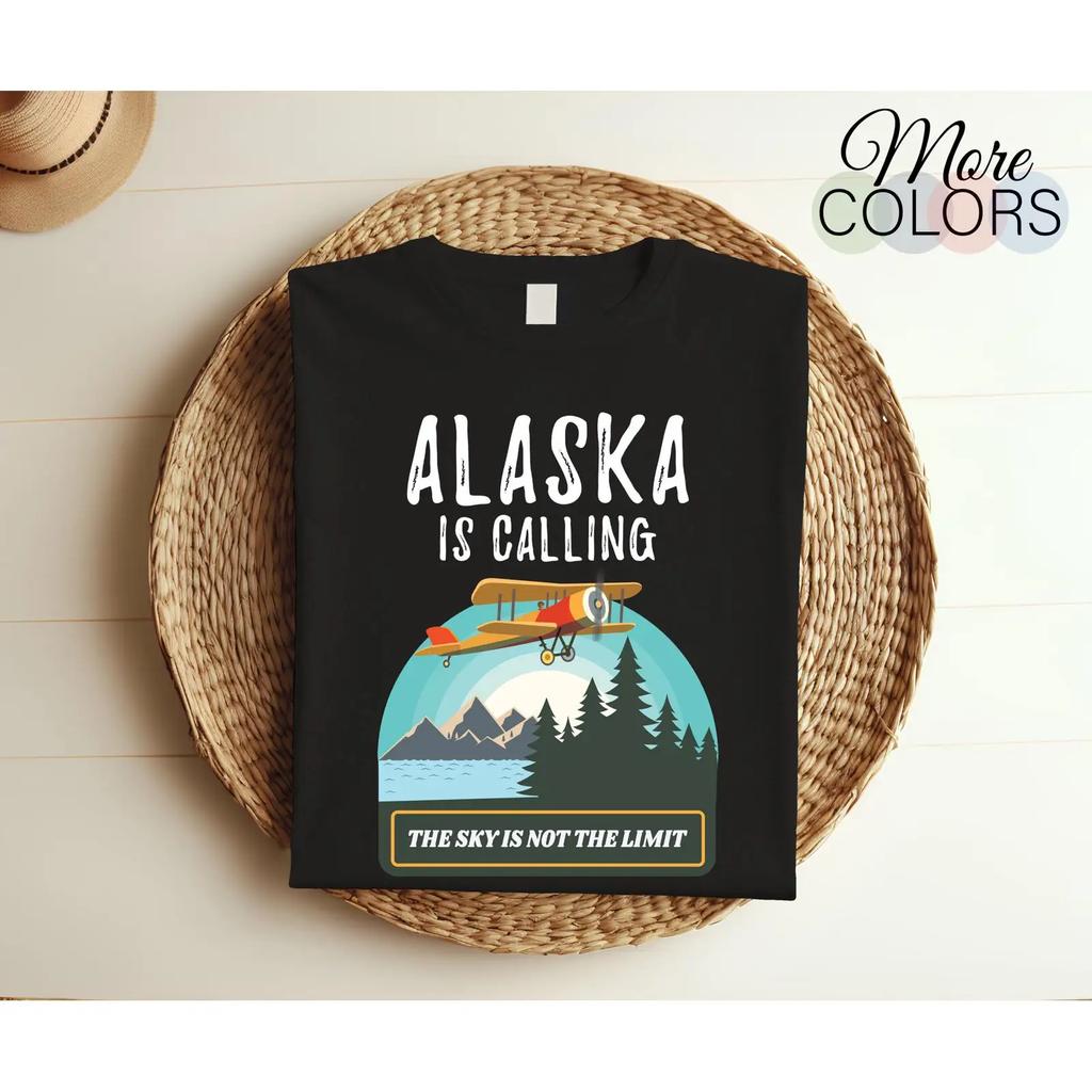 Alaska Is Calling Retro Bush Flying Plane T Shirt Mountain Adventure Pilot Lover Alaskan Trip Souvenir vintage Washed