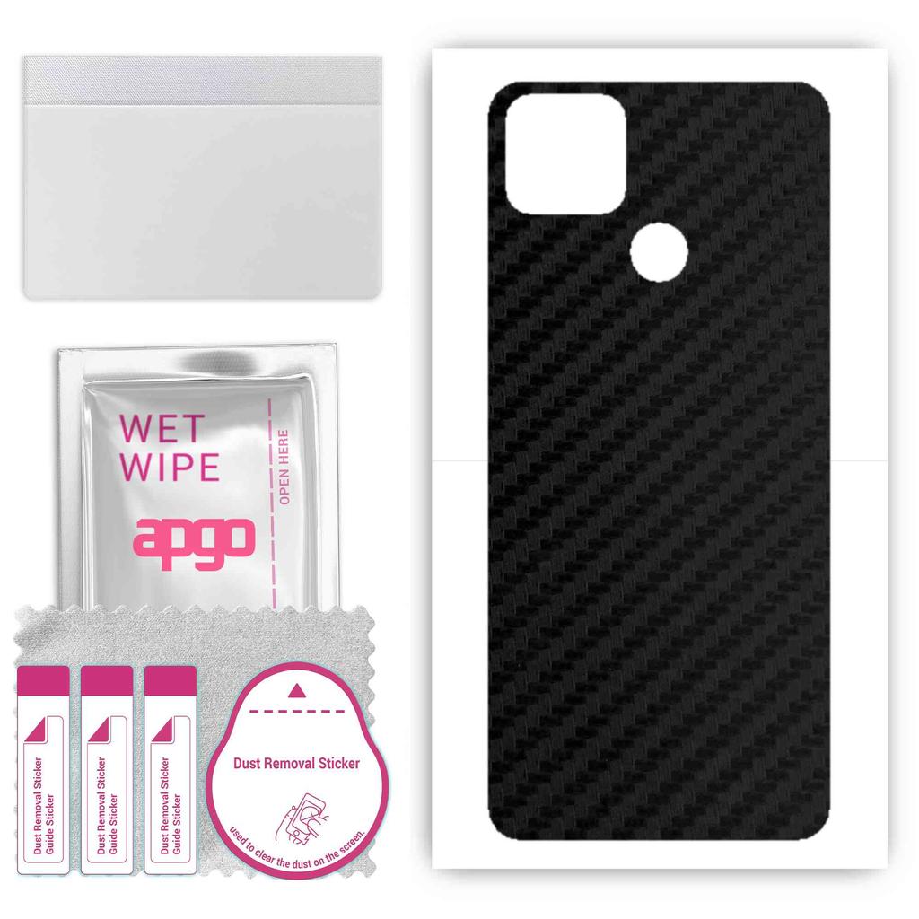 apgo Protective Skin Sticker for the Back Compatible with Realme V3 5G, Wrap Film, Foil, Vinyl - Pattern Carbon Black