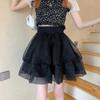 Women's Gauze Puffy Skirt High Waist Shows Thin Elastic Waist Sweet Lovely Lolita The Mini Skirt A-line Skirt Summer