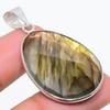 Natural Labradorite Gemstone Handmade 925 Sterling Silver Pendant 1.77" A2y49