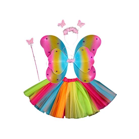 Костюм принцессы для девочек, фэнтезийная игра с крыльями бабочки, волшебной палочкой, повязкой на голову и пачкой для девочек 3-8 лет