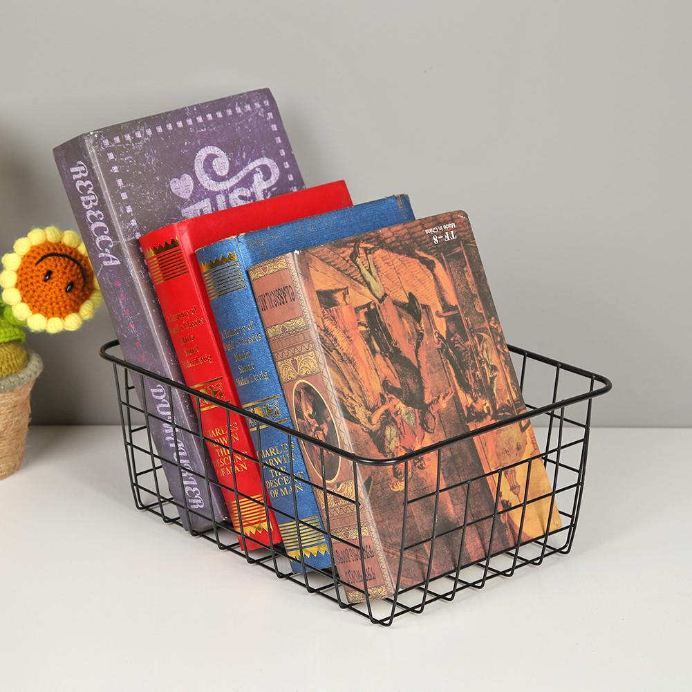 Полая железная проволочная корзина с ручкой из кованого железа, корзины для хранения фруктов, овощей, закусок, для ванной, кухни, контейнер для всякой всячины