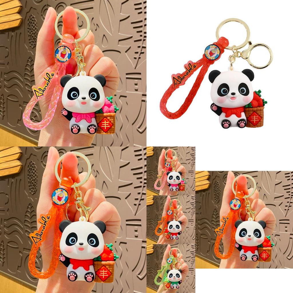 Adorable Cartoon Harvest Panda Keychain Plush Bag Charm Car Ornament Gift