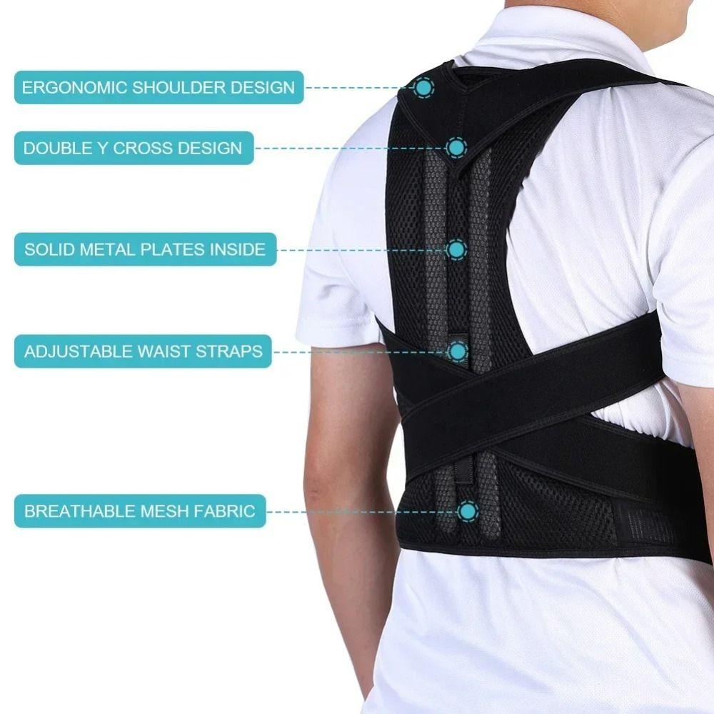 Adjustable Straps Posture Corrector Black Back Trainer Unisex Back Posture Brace Daily Wear