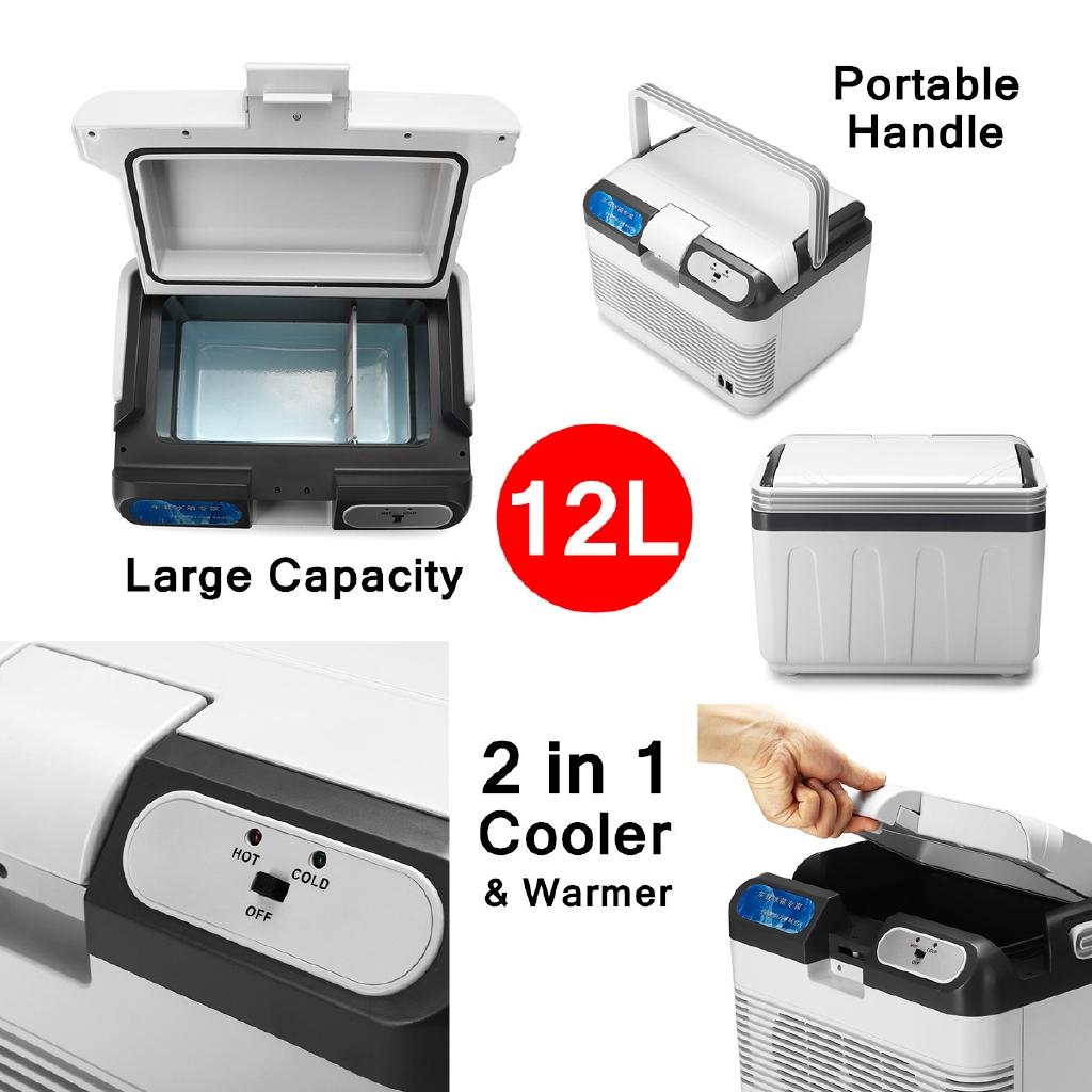 12 В/240 В 60 Вт портативный мини-холодильник для автомобиля, кемпинга, дома, холодильник-кулер 12 л/теплее с 2 способами зарядки с ручкой