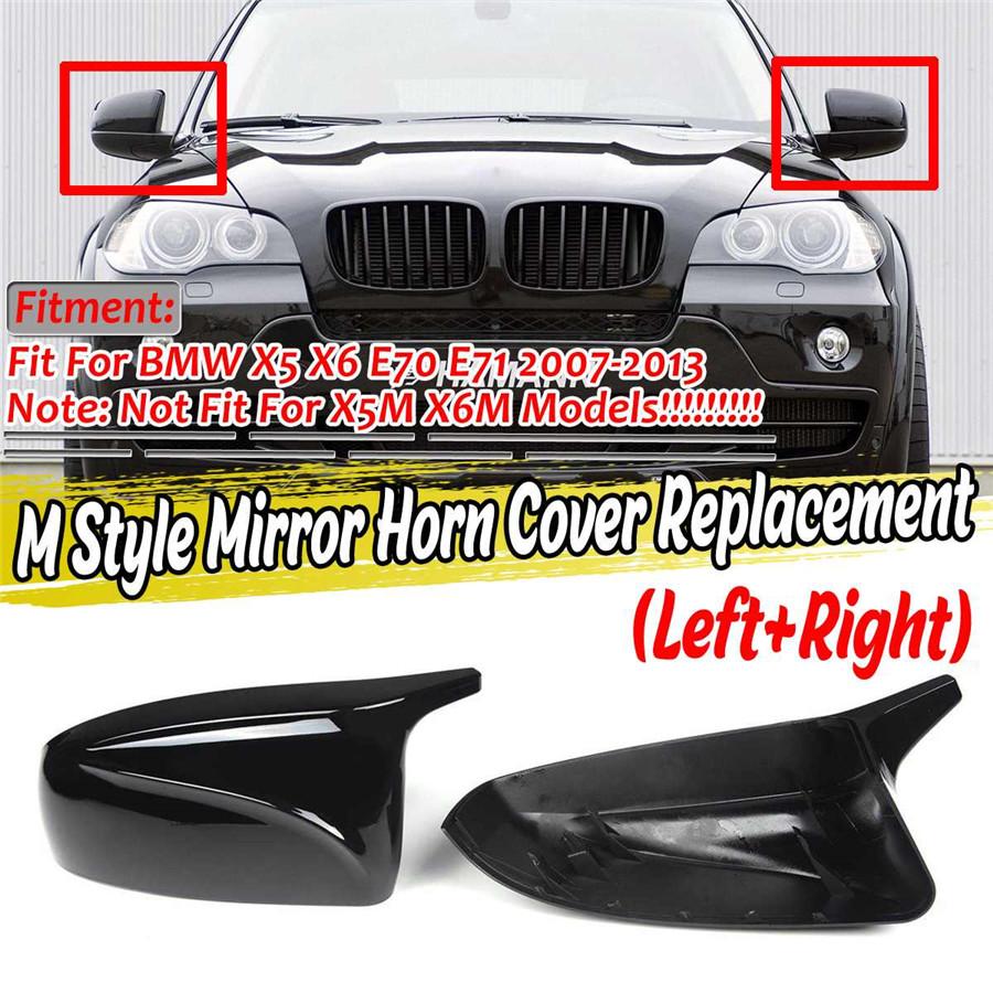 Car Side Rearview Mirror Cap Cover Replacement For BMW X5 X6 E70 E71 2007-2013