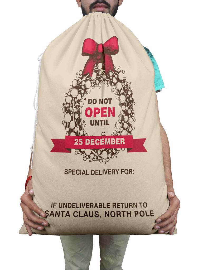 Printtoo Упаковка из 2 специальных рождественских мешков с завязками, очень большого размера, для многоразового хранения рождественских подарков, 27x20 дюймов