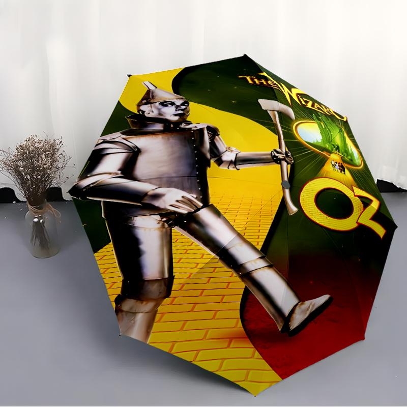 The Wizard of Oz Print Automatic Umbrella, 8 Rib Iron Frame, Plastic Handle, Suitable for Outdoor Travel &Daily , Ideal Gift