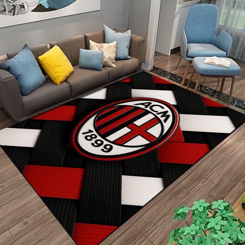 "Ковер с логотипом AC Milan 1899 Красно-черно-белый плетеный дизайн" Подходит для использования в качестве противоскользящего коврика для гостиной, спальни, диванов