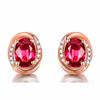 Korean Eternal Heart Ruby and Red Zircon Egg-Shaped Earrings