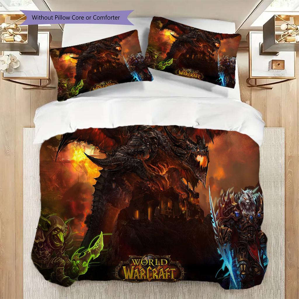 Fantasy Warriors Unite Bedding (1 * duvet cover + 2 * pillowcase, without core) 2D Flat Soft and comfortable Christmas birthday gift