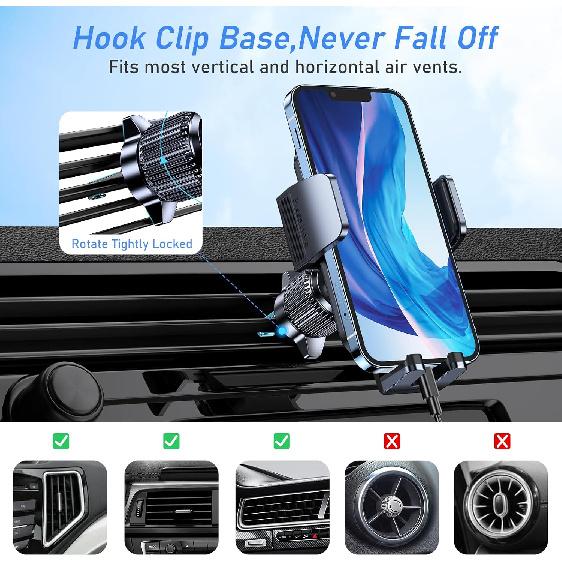 Blukar Car Phone Holder Mount, Super Stable Air Vent Cell Phone Car Mount