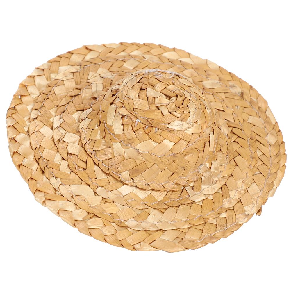 10Pcs Doll Straw Hat Mini HandWoven Grass Cap DIY Accessories Pet Chapeau for Decoration