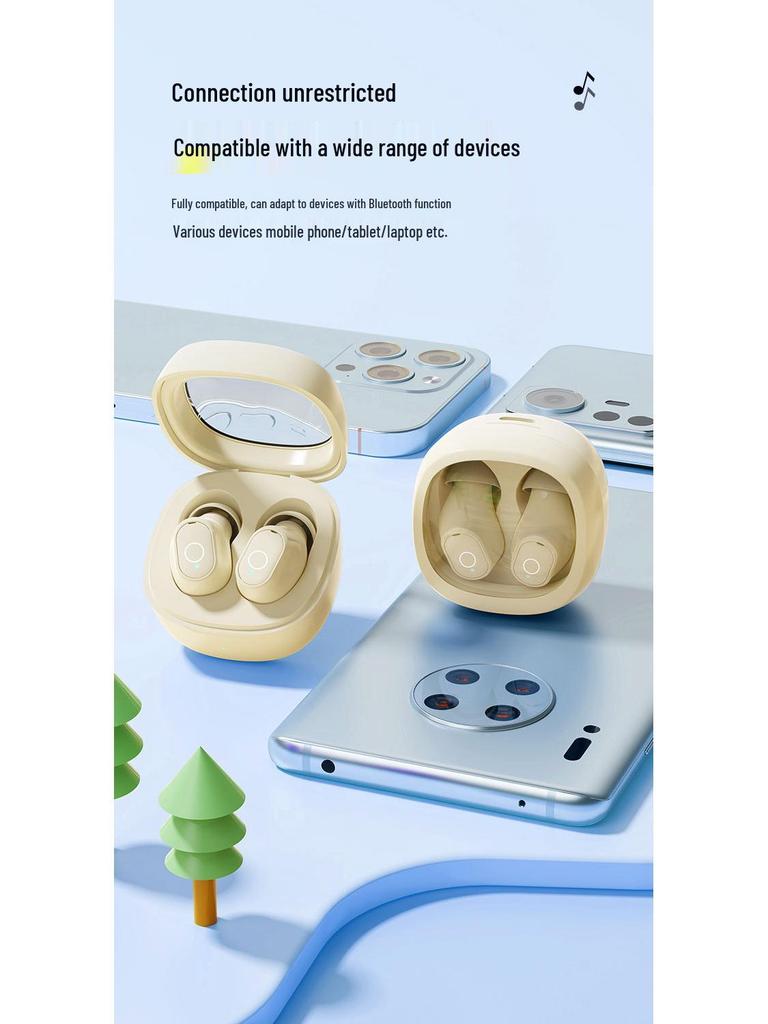 Compact Mini Dual Ear Bluetooth Earphones: Noise-Cancelling, Ultra-long Battery, Perfect for Gaming & Sports