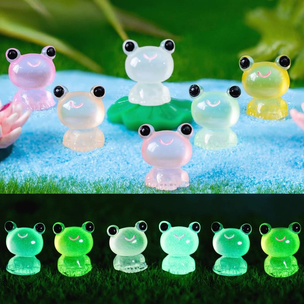 10pcs Luminous Frogs Mini Figurine Micro Landscape Decoration Frog Fairy Garden DIY Miniatures Home Decoration Accessories