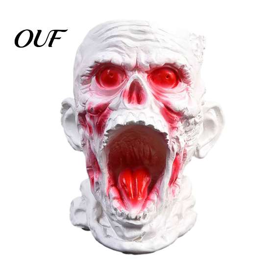 Halloween Gift for Friends Gothic Skull Pen Holder, Realistic Zombie Head Makeup Brush Organizer, Large Capacity Desktop Creative Pencil Storage